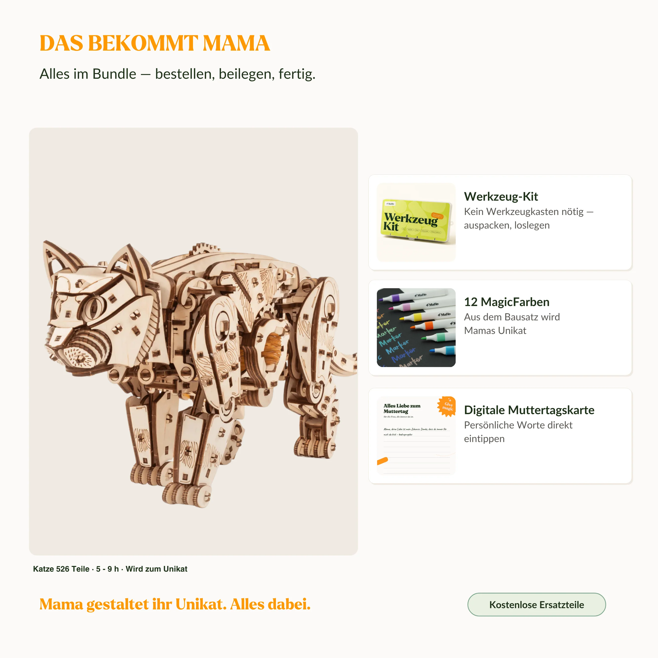 Katze in Bewegung — Muttertags-Holzkunst mit Mechanik - Image 2